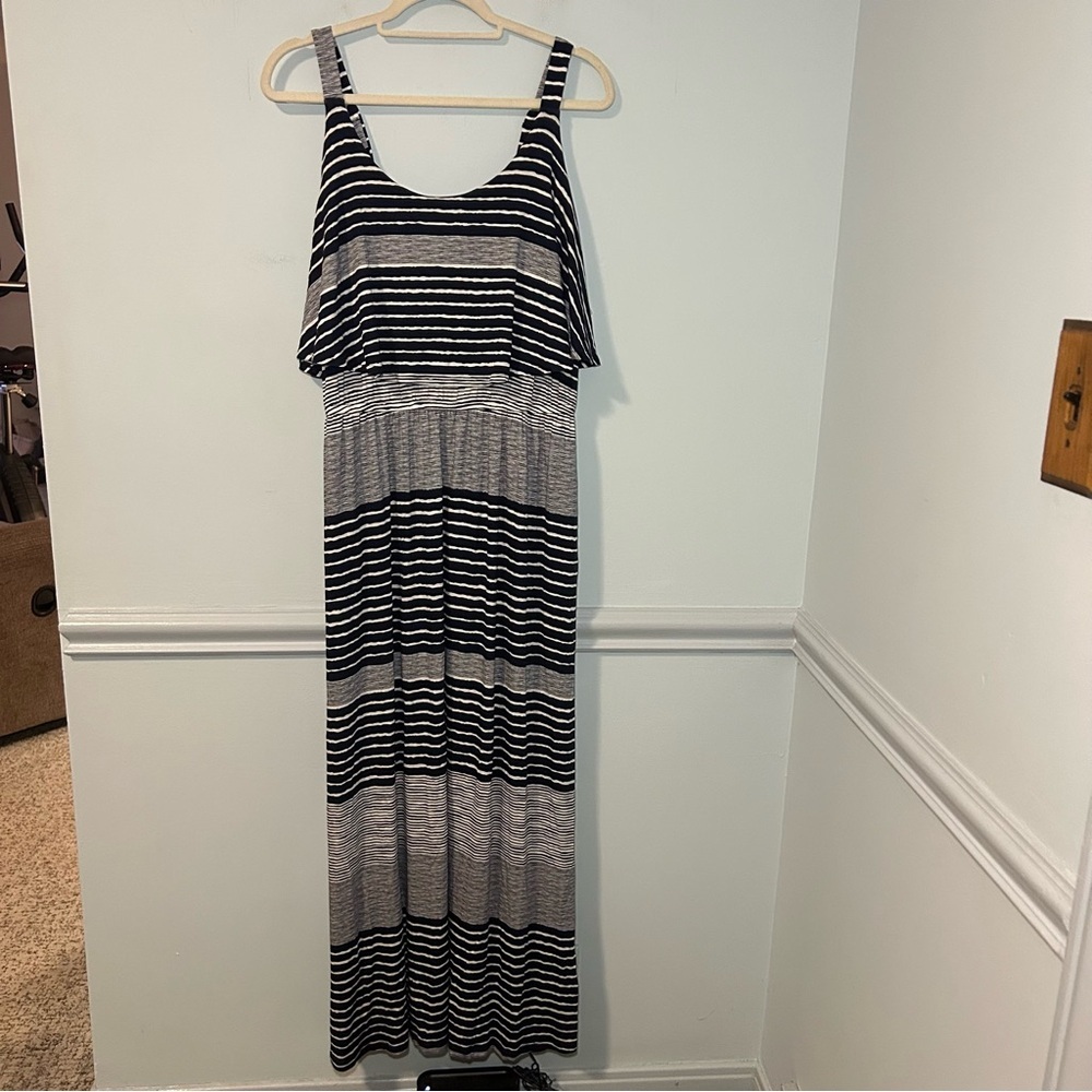 NWT Lane Bryant Black & White Stripe Sleeveless Maxi Dress Size 14/16